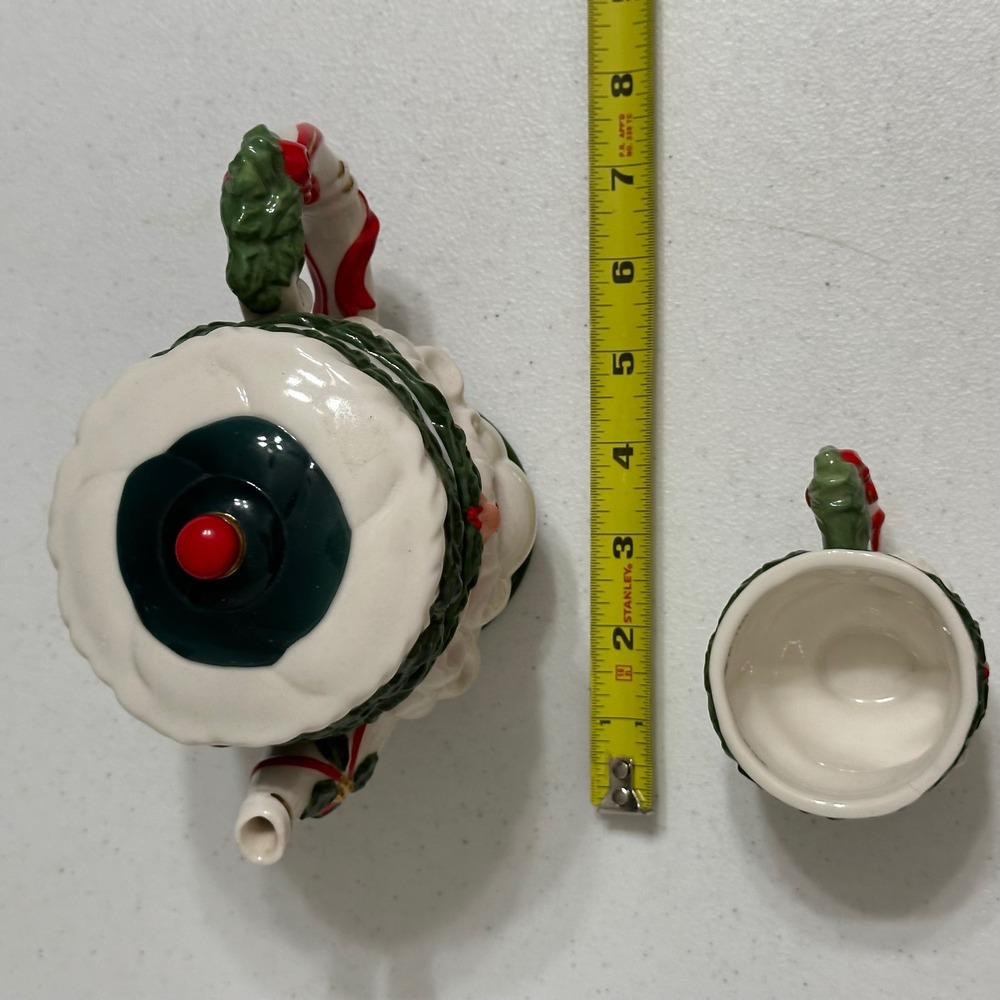 Bavarian Claus Santa Figural Ceramic Teapot & Mug Set Christmas Seasonal Decor - Picture 4 of 9